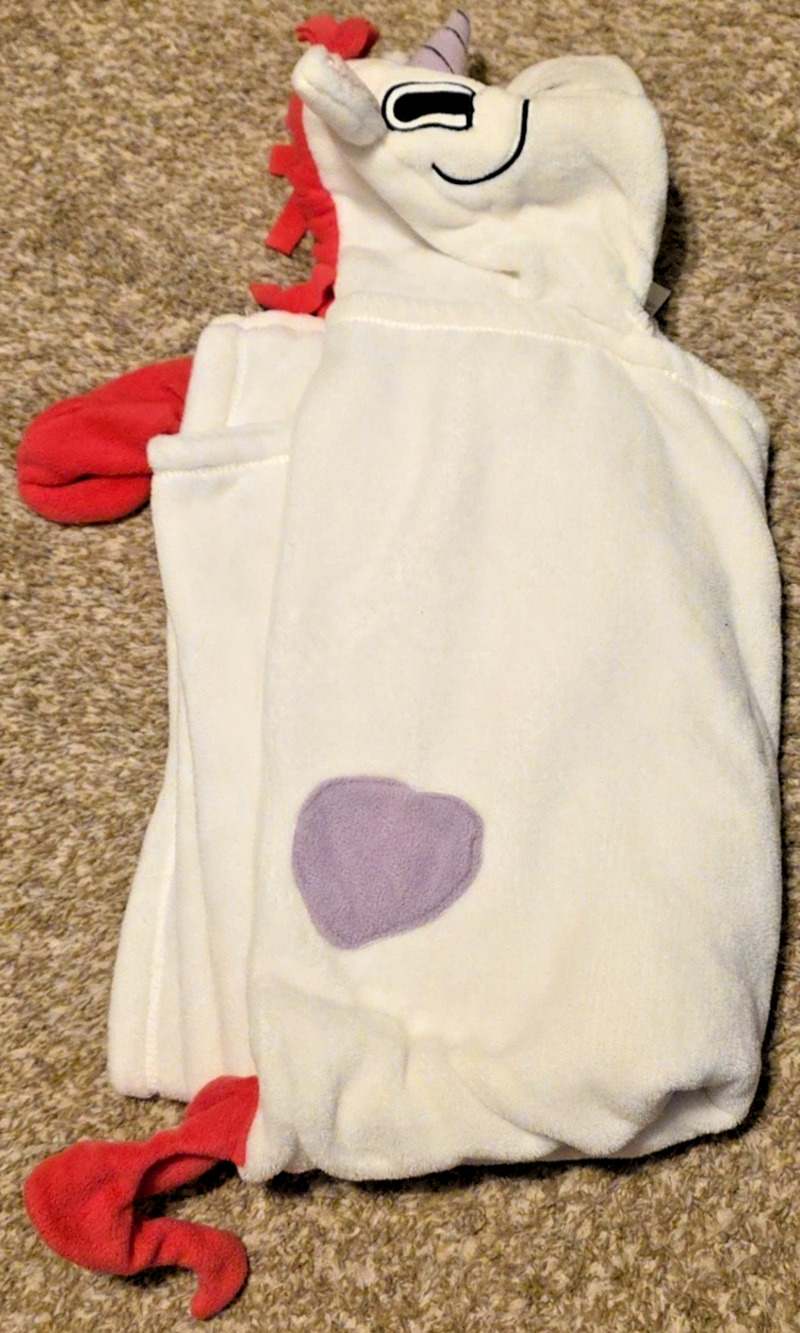 Cuddly Buddies Kids Toddler Hooded Bath Towel White Unicorn Plush Soft Cotton